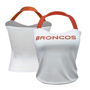 NFL Licensed White Crystal Halter Top--Denver Broncos